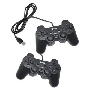 UCOM 2-in-1 PC Dual Shock Twin Joypad Wired USB Gaming Controller Black