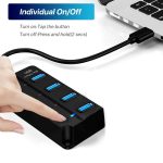 4-Port USB 3.0 Hub with Individual Switches for Desktop, Laptop, 4