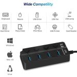 4-Port USB 3.0 Hub with Individual Switches for Desktop, Laptop, 5