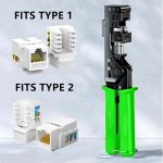 Speed Termination Keystone Tool for 90° Angled RJ45 Jacks, Professional Ethernet Punch Down Tool for Cat5e, Cat6 & Cat6a, Heavy Duty Network Cable Crimper & Wire Cutter 4